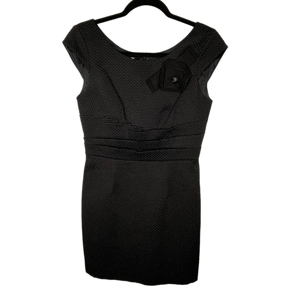 Kay Unger Black Textured Sheath Dress 4